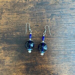 Elegant Blue and Silver Dangle Earrings